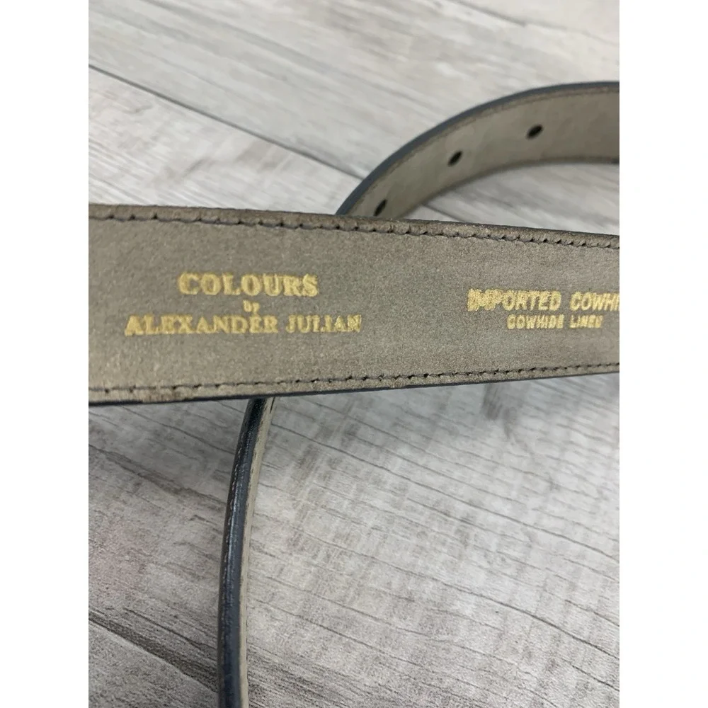 Alexander Julian gray dress belt 36 men's imported cowhide lined made In Italy